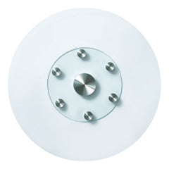 76.8 cm Glass Lazy Susan Turntable, Tempered Glass Dining Table Centerpiece with 6 Rotating Wheels, 360° Smooth & Silent Spin Tabletop Rotating Tray, for Family Gatherings, Banquets & Weddings