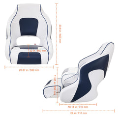Captain Bucket Seat Boat Seat, Flip Up Boat Seat, with Thickened Sponge Padding, Flip-up Bolster Boat Captain Chair for Fishing Boat, Sightseeing Boat, Speedboat, Canoe, 1-Piece