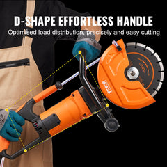 Electric Concrete Saw, 9 in, 2000 W 15 A Motor Circular Saw Cutter with 3.5 in Cutting Depth, Wet/Dry Disk Saw Cutter Includes Water Line, Pump and Blade, for Stone, Brick