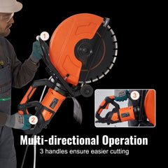 Electric Concrete Saw, 16 in, 2800 W 15 A Motor Circular Saw Cutter with Max. 6 in Adjustable Cutting Depth, Wet Disk Saw Cutter Includes Water Line, Pump and Blade, for Stone, Brick