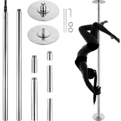 Professional Dancing Pole, Spinning Static Dancing Pole Kit, Portable Removable Pole, 45mm Heavy-Duty Stainless Steel Pole, Height Adjustable Fitness Pole, for Exercise Home Club Gym, Silver