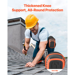 Knee Pads for Work, Extended Heavy Duty Construction Knee Pads with 2 Extension Straps, Anti-slip Foam Gel Knee Pads, Men & Women, for Gardening Flooring Roofing and Cleaning, Black and Orange
