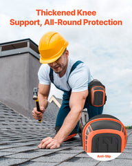 Knee Pads for Work, Extended Heavy Duty Construction Knee Pads with 2 Extension Straps, Anti-slip Foam Gel Knee Pads, Men & Women, for Gardening Flooring Roofing and Cleaning, Black and Orange