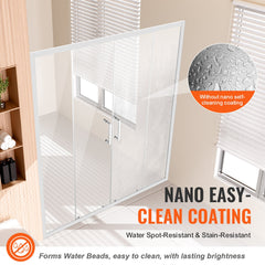 Semi-frameless Double Sliding Shower Door SGCC Tempered Glass 1/4" Chrome