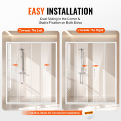Semi-frameless Double Sliding Shower Door SGCC Tempered Glass 1/4" Chrome