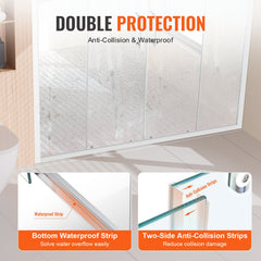 Semi-frameless Double Sliding Shower Door SGCC Tempered Glass 1/4" Chrome