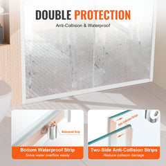 Semi-frameless Shower Door 57.7-59" x 70" SGCC Tempered Glass 1/4" Chrome