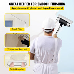 Skimming Blade Set,10"+16"+24" Blades + 35"-78" Extension Handle,European Stainless Steel Construction Knife, Aluminum Blade Profile Smoothing Knockdown Spatula for Gyprock/Drywall/Wall-Boa
