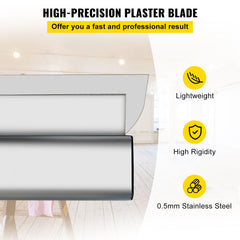 Skimming Blade Set,10"+16"+24" Blades + 35"-78" Extension Handle,European Stainless Steel Construction Knife, Aluminum Blade Profile Smoothing Knockdown Spatula for Gyprock/Drywall/Wall-Boa