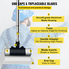 Skimming Blade Set,10"+16"+24" Blades + 35"-78" Extension Handle,European Stainless Steel Construction Knife, Aluminum Blade Profile Smoothing Knockdown Spatula for Gyprock/Drywall/Wall-Boa