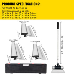 Skimming Blade Set,10"+16"+24" Blades + 35"-78" Extension Handle,European Stainless Steel Construction Knife, Aluminum Blade Profile Smoothing Knockdown Spatula for Gyprock/Drywall/Wall-Boa