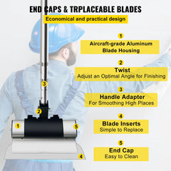 Skimming Blade Set,10"+16"+24" Blades + 35"-78" Extension Handle,European Stainless Steel Construction Knife, Aluminum Blade Profile Smoothing Knockdown Spatula for Gyprock/Drywall/Wall-Boa