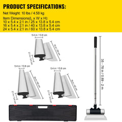 Skimming Blade Set,10"+16"+24" Blades + 35"-78" Extension Handle,European Stainless Steel Construction Knife, Aluminum Blade Profile Smoothing Knockdown Spatula for Gyprock/Drywall/Wall-Boa