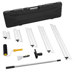 Drywall Skimming Blade Set, 10/16/24/32/40 in Skimming Blades + 34-81.6 in Extension Handle Pole, Stainless Steel Knife Professional Skim Coat Tools, for Gyprock/WallBoard/Plasterboard