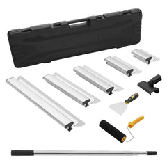 Drywall Skimming Blade Set, 7/10/14/16/24 in Skimming Blades + 34 - 81.6 in Extension Handle Pole, Stainless Steel Knife Professional Skim Coat Tools, for Gyprock/WallBoard/Plasterboard