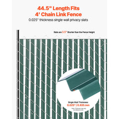 Bottom Locking Privacy Slats, Single-Wall Vertical Bottom-Locking Slats for Chain-Link Fence, High-Density HDPE Chain Link Slats Ideally Fit 1.2 m High Fence for Garden Farm Sports Field(Green)