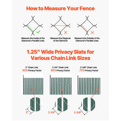Bottom Locking Privacy Slats, Single-Wall Vertical Bottom-Locking Slats for Chain-Link Fence, High-Density HDPE Chain Link Slats Ideally Fit 1.2 m High Fence for Garden Farm Sports Field(Green)