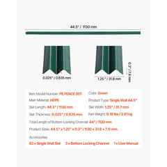 Bottom Locking Privacy Slats, Single-Wall Vertical Bottom-Locking Slats for Chain-Link Fence, High-Density HDPE Chain Link Slats Ideally Fit 1.2 m High Fence for Garden Farm Sports Field(Green)