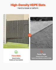 Bottom Locking Privacy Slats, Single-Wall Vertical Bottom-Locking Slats for Chain-Link Fence, High-Density HDPE Chain Link Slats Ideally Fit 1.8 m High Fence for Garden Farm Sports Field(Black)