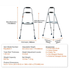 Folding Hemi Walker One Arm Mobility Walker for Senior & Adjustable Height