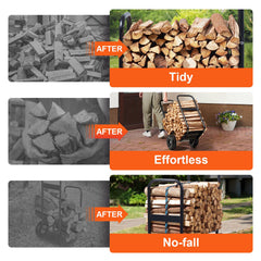 Firewood Log Cart Wood Mover Hauler 250 lbs Capacity on PU Wheels Dolly