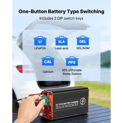 DC to DC Battery Charger, 520W, 40A Alternator Charger, Fast DC-DC Charging for Portable Power Stations, Compatible with LiFePO4 Lead-Acid AGM GEL Batteries, for RVs, Cars, Home Backup Power