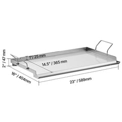 Stainless Steel Griddle, 23x16 inch Universal Flat Top Rectangular Plate, Gas Grill Griddle for BBQ Grill, Teppanyaki, Portable Family Cookware with Handle, for Camping Tailgating Party