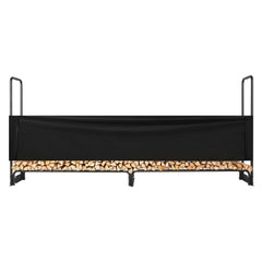 Firewood Rack with Waterproof Cover, 257 x 36 x 117 cm Outdoor Firewood Holder, 660lb Weight Capacity, 1/2 Cord Log Holder, Half-Covered, Powder-coated Wood Storage Rack for Fireplace Deck