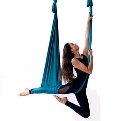 Aerial Silk & Yoga Swing, 10 m Length, Aerial Yoga Hammock Kit with 100gsm Nylon Fabric, Full Rigging Hardware & Easy Set-up Guide, Antigravity Flying for All Levels Fitness Bodybuilding, Green