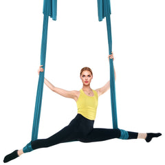 Aerial Silk & Yoga Swing, 10 m Length, Aerial Yoga Hammock Kit with 100gsm Nylon Fabric, Full Rigging Hardware & Easy Set-up Guide, Antigravity Flying for All Levels Fitness Bodybuilding, Green