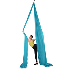 Aerial Silk & Yoga Swing, 10 m Length, Aerial Yoga Hammock Kit with 100gsm Nylon Fabric, Full Rigging Hardware & Easy Set-up Guide, Antigravity Flying for All Levels Fitness Bodybuilding, Blue
