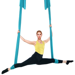 Aerial Silk & Yoga Swing, 10 m Length, Aerial Yoga Hammock Kit with 100gsm Nylon Fabric, Full Rigging Hardware & Easy Set-up Guide, Antigravity Flying for All Levels Fitness Bodybuilding, Blue