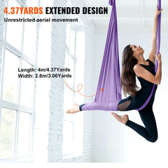 Aerial Yoga Hammock & Swing, 4 m Length, Yoga Starter Kit with 100gsm Nylon Fabric, Full Rigging Hardware and Easy Set-up Guide, Antigravity Flying for All Levels Fitness Bodybuilding, Purple