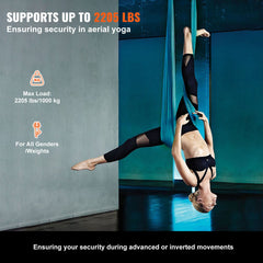 Aerial Yoga Hammock & Swing, 5 m Length Aerial Yoga Starter Kit with 100gsm Nylon Fabric, Full Rigging Hardware & Easy Set-up Guide, Antigravity Flying for All Levels Fitness Bodybuilding, Green