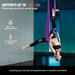 Aerial Silk & Yoga Swing, 8 m Length, Aerial Yoga Hammock Kit with 100gsm Nylon Fabric, Full Rigging Hardware & Easy Set-up Guide, Antigravity Flying for All Levels Fitness Bodybuilding, Purple