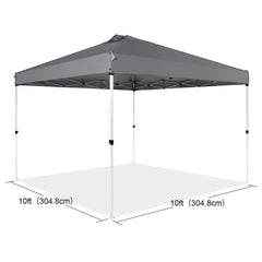 Pop Up Canopy Tent, 10 x 10 ft, 250 D PU Silver Coated Tarp, with Portable Roller Bag and 4 Sandbags, Waterproof and Sun Shelter Gazebo for Outdoor Party, Camping, Commercial Events, Dark Gray