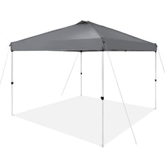 Pop Up Canopy Tent, 10 x 10 ft, 250 D PU Silver Coated Tarp, with Portable Roller Bag and 4 Sandbags, Waterproof and Sun Shelter Gazebo for Outdoor Party, Camping, Commercial Events, Dark Gray
