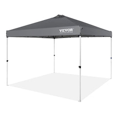 Pop Up Canopy Tent, 10 x 10 ft, 250 D PU Silver Coated Tarp, with Portable Roller Bag and 4 Sandbags, Waterproof and Sun Shelter Gazebo for Outdoor Party, Camping, Commercial Events, Dark Gray