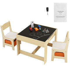 Kids Table and Chair Set Wooden Activity Table with Storage Space & Boxes