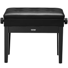 Piano Bench, Keyboard Piano Chair with 19.3"-22.8" Adjustable Height, Padded Cushion, Storage Compartment for Music Books, Heavy Duty Wooden Piano Stool Seat, for Vanity, Living Room, Bedroom
