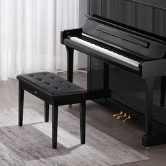 Piano Bench, 750 x 355 x 490 mm, Duet Keyboard Piano Chair with High-Density Padded Cushion, Storage Compartment for Music Books, Wooden Piano Bookcase Stool Seat, for Vanity and Living Room