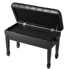 Piano Bench, Duet Keyboard Piano Chair with 20.3"-23.4” Adjustable Height, High-Density Padded Cushion, Storage Compartment for Music Books, Wooden Piano Stool Seat, for Vanity, Living Room