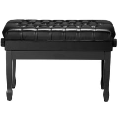 Piano Bench, Duet Keyboard Piano Chair with 20.3"-23.4” Adjustable Height, High-Density Padded Cushion, Storage Compartment for Music Books, Wooden Piano Stool Seat, for Vanity, Living Room