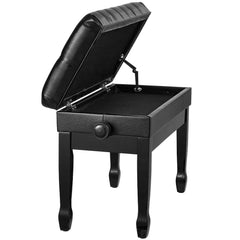 Piano Bench, Duet Keyboard Piano Chair with 20.3"-23.4” Adjustable Height, High-Density Padded Cushion, Storage Compartment for Music Books, Wooden Piano Stool Seat, for Vanity, Living Room