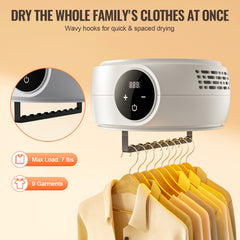 Portable Clothes Dryer, Clothes Dryer with Dryer Bag, PTC Heating & LED Display, Foldable Mini Dryer with 5-H Timer for Apartments, Dorms, RVs, or Hotels, 600W, Beige