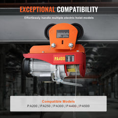 Electric Hoist Manual Trolley, 1 Ton Load Capacity for PA200 PA250 PA300 PA400 PA500, Push Beam Trolley with Dual Wheels, 68 mm-110 mm Adjustable Beam Flange Width for Straight Curved I Beam