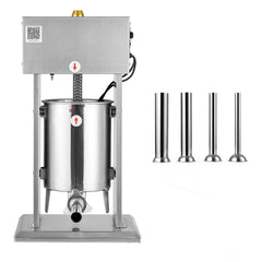 Electric Sausage Stuffer, 22 LBS / 10 L Vertical Meat Stuffer, Stepless Speed Control and Foot Pedal, Stainless Steel Heavy Duty Sausage Filler with 4 Stuffing Tubes, for Commercial & Home Use