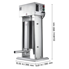 Electric Sausage Stuffer, 33 LBS / 15 L Vertical Meat Stuffer, Stepless Speed Control and Foot Pedal, Stainless Steel Heavy Duty Sausage Filler with 4 Stuffing Tubes, for Commercial & Home Use