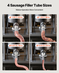 Electric Sausage Stuffer, 33 LBS / 15 L Vertical Meat Stuffer, Stepless Speed Control and Foot Pedal, Stainless Steel Heavy Duty Sausage Filler with 4 Stuffing Tubes, for Commercial & Home Use