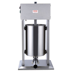 Electric Sausage Stuffer, 12 L / 25 LBS Vertical Meat Stuffer, 200W Motor, Stepless Speed Control and Foot Pedal, Made of Food-grade 304 Stainless Steel, 5 Stuffing Tubes for Home, Commercial